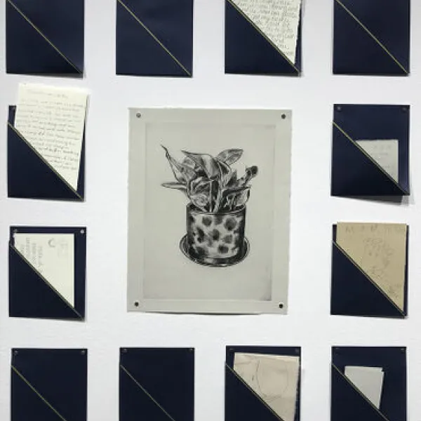 Nancy Ariza Mimos: Palabras y gestos cariñosos (detail), drypoint, screenprint, ink, found objects, 5 x 10', 2019