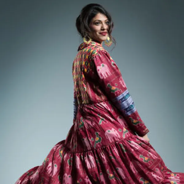 2016, dress and scarf are made from three repurposed ikat sarees; photographer: BobbiLe N'diaye Photography