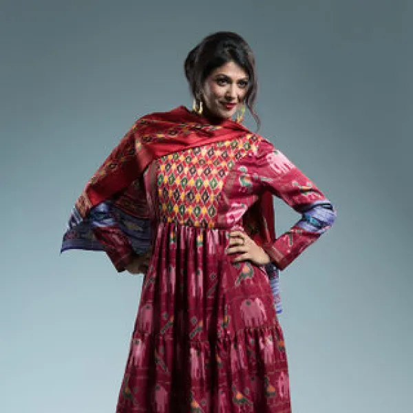 Perfect Patola 2016, dress and scarf are made from three repurposed ikat sarees; photographer: BobbiLe N'diaye Photography