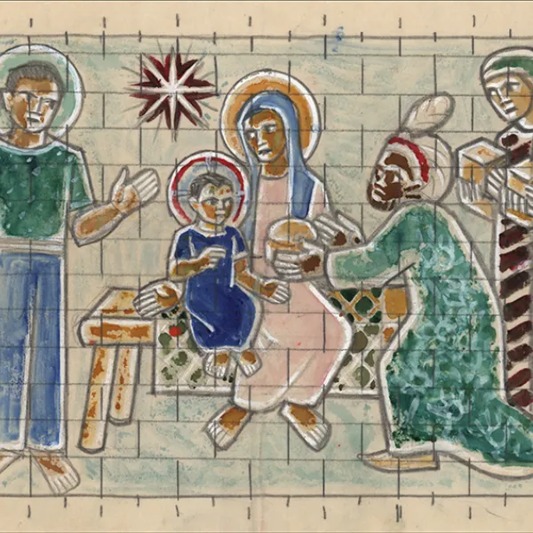 watercolor and pencil on paper, 1951, sketch for a mosaic executed in the baptistry, Church of St. Joseph, Victorias Milling Company, Occidental Negros, the Philippines