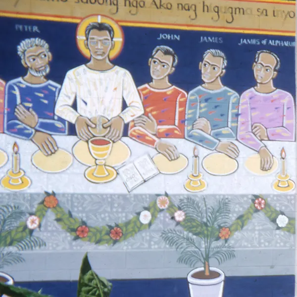 Last Supper tempera on concrete, 1951, mural on an exterior wall, Church of St. Joseph, Victorias Milling Company, Occidental Negros, the Philippines