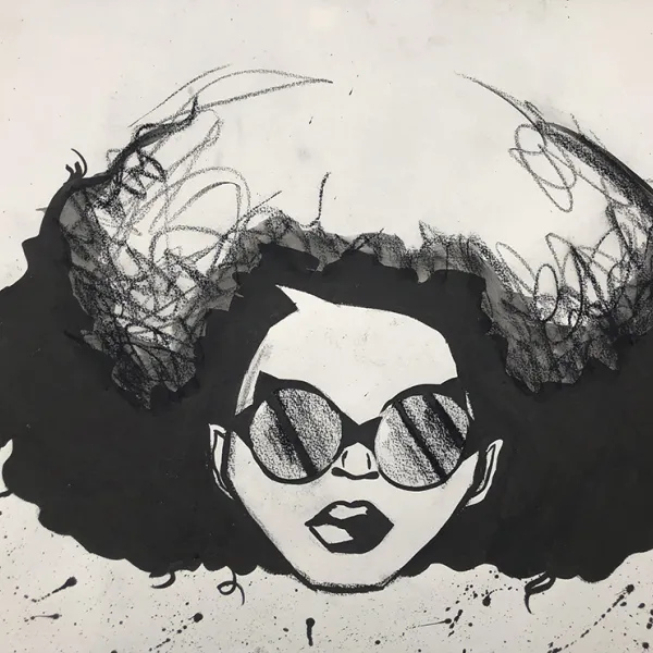 Power Puff Series 1.2, 2017 Breanna Goudeau, India ink, 22 x 30"