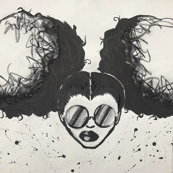 Power Puff Series 1.3, 2017 Breanna Goudeau, India ink, 22 x 30"