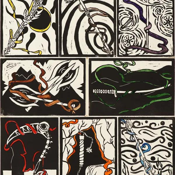 Mastery, 2017 Teresa Widiger, linoleum print, 23 x 18.25"