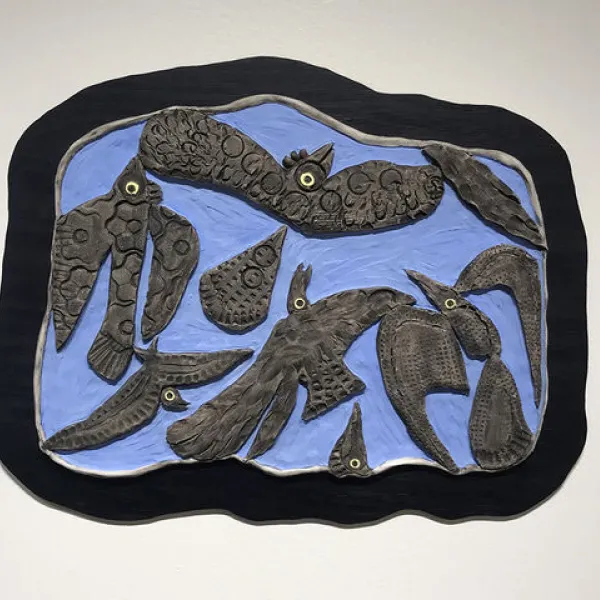 Theresa Beaulieu Joie de Vivre, ceramic, 18 x 22", 2019