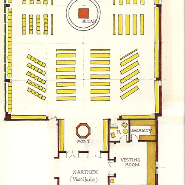 Proposed Floor Plan, St. Michael the Archangel Church, Troy, New York, ink on paper, 1980s
