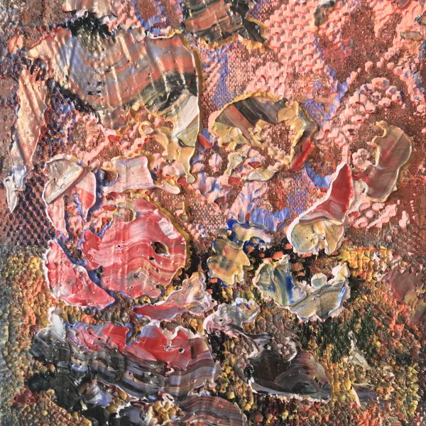 Kimberly Benson, oil and enamel on canvas on panel, 10 x 8"