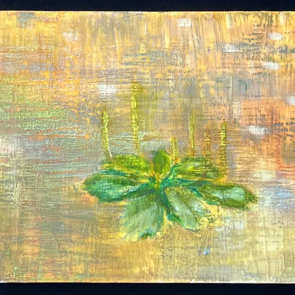 Weed, 1998, oil and wax on panel, 16" x 19" abstract painting