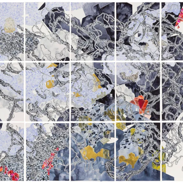 2023, watercolor on paper, 90” x 360”. Photo courtesy of Rik Sferra.