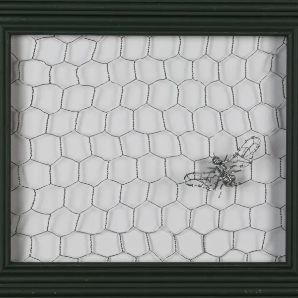 Beecycled Allison Boettcher, 2024, Upcycled Wire and Wood Frame, 11x13