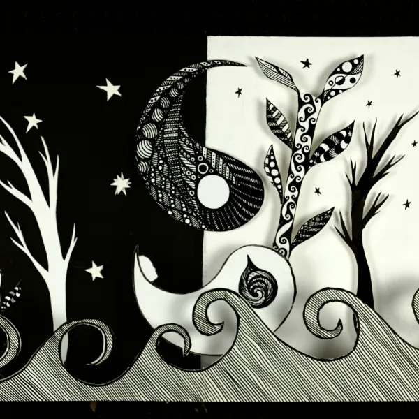 The Moon, 2025, Mixed media, 29.5" x 19.25"