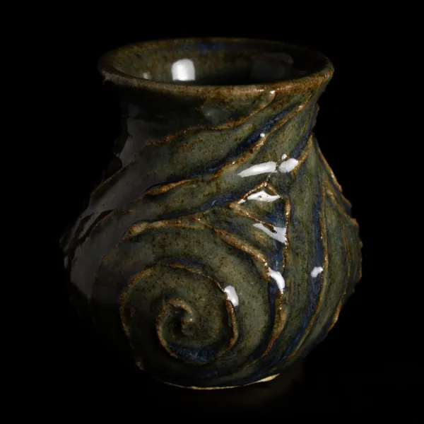 Water and Wind Vase, Clay, 4" x 4" x 5”