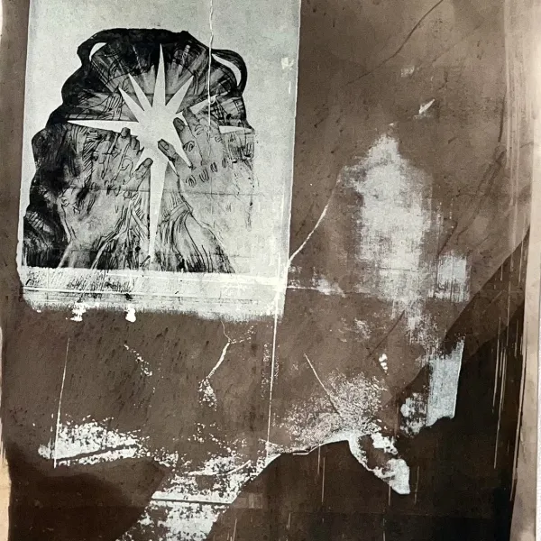 Fortune 1, Toned cyanotype with intaglio and screen print, 22" x 30"   