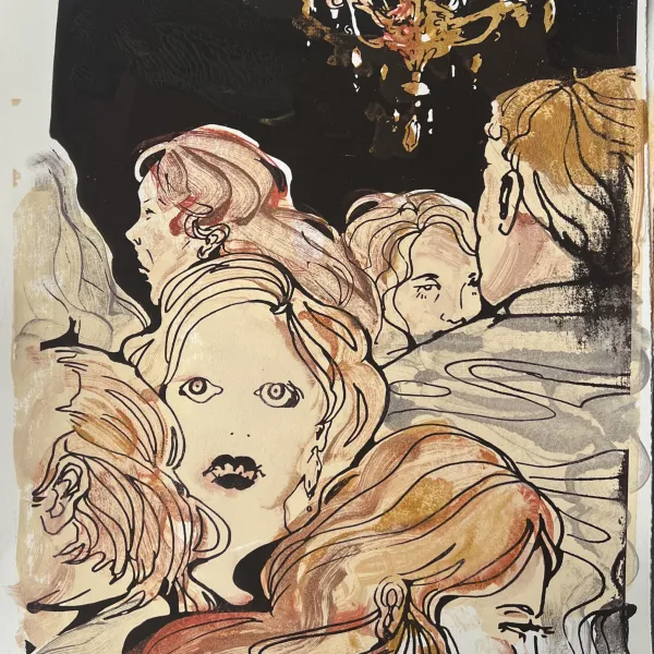 The Party, Screen print and colored pencil, 22" x 30"