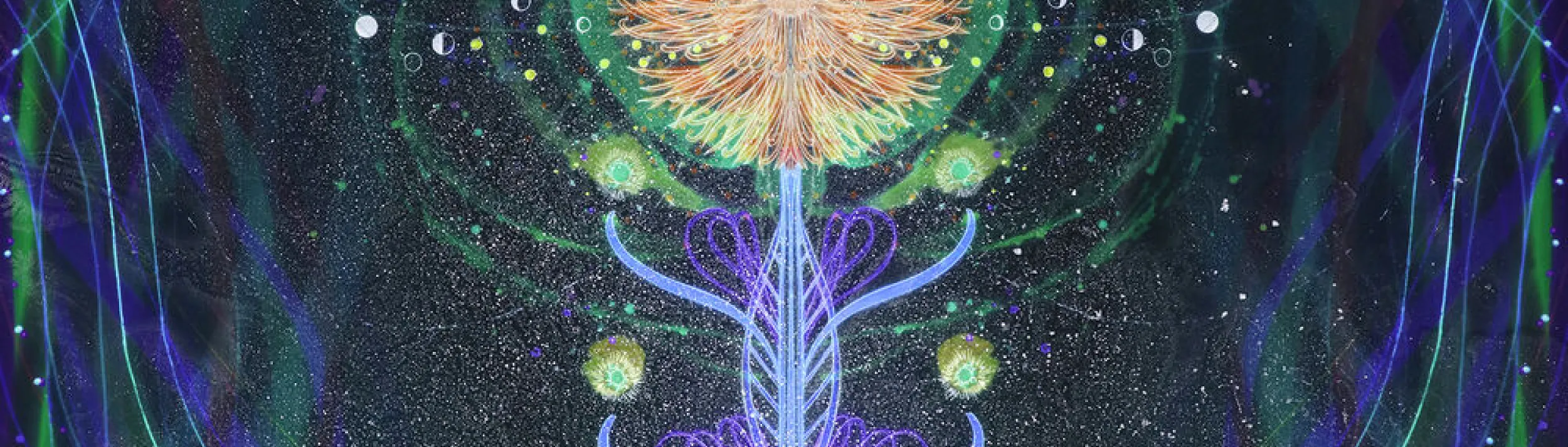 Psychedelic Orange Green flower-like object.