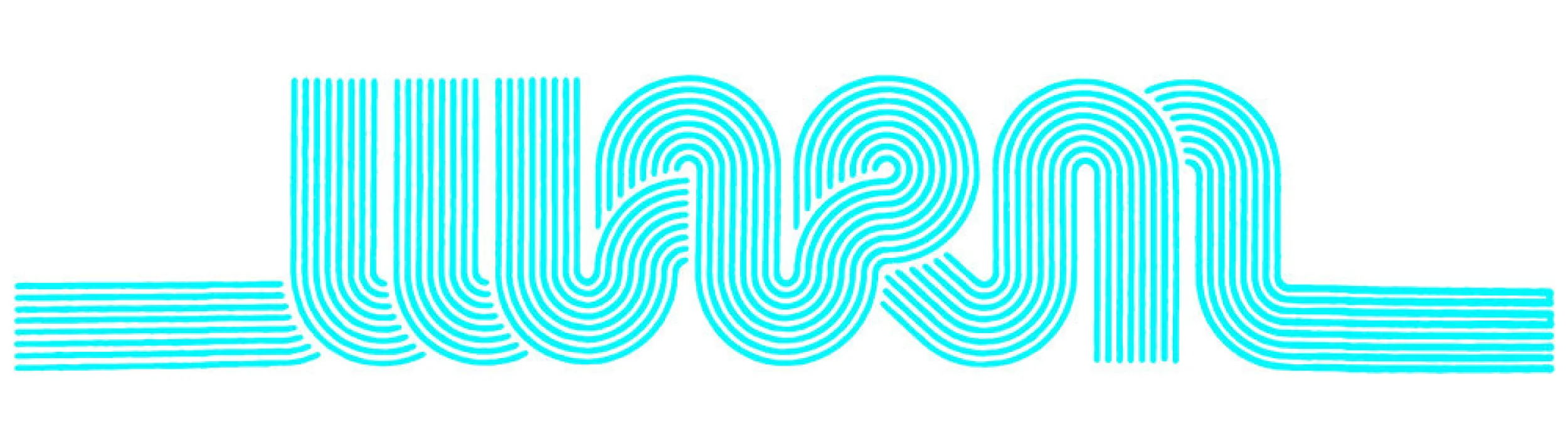 The word WARM written in teal-colored, stylized script