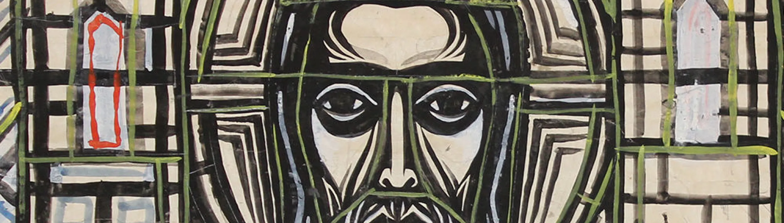 Banner made from I Am the Vine and You Are the Branches tempura painting of Jesus Christ
