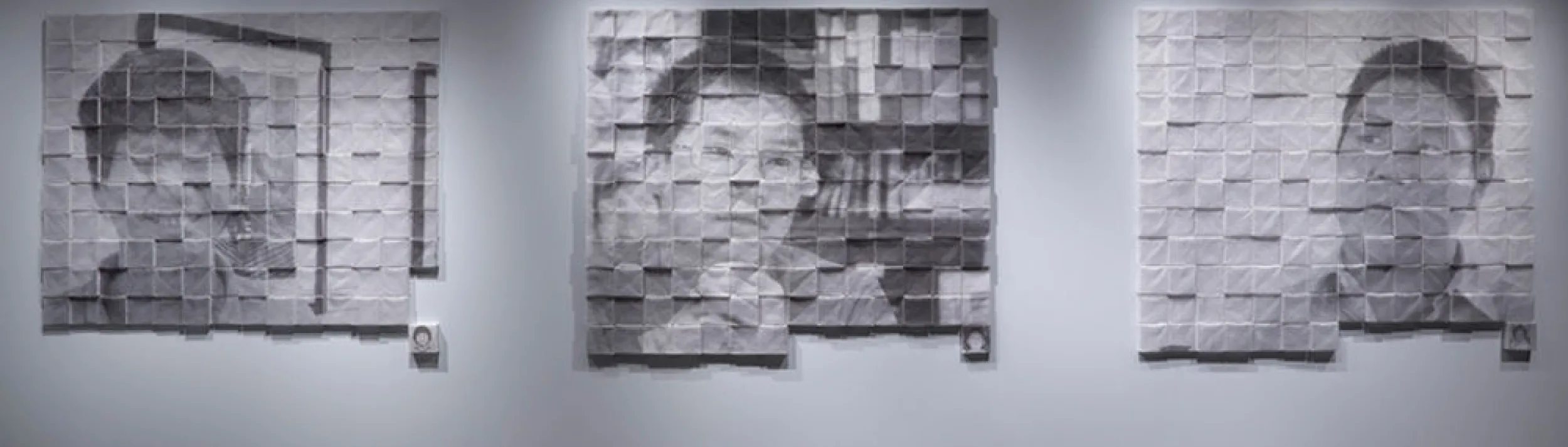 Tiled portraits of adoptees Andy Tulenchikandy, Matthew Johnson, and Nathan Twedt.