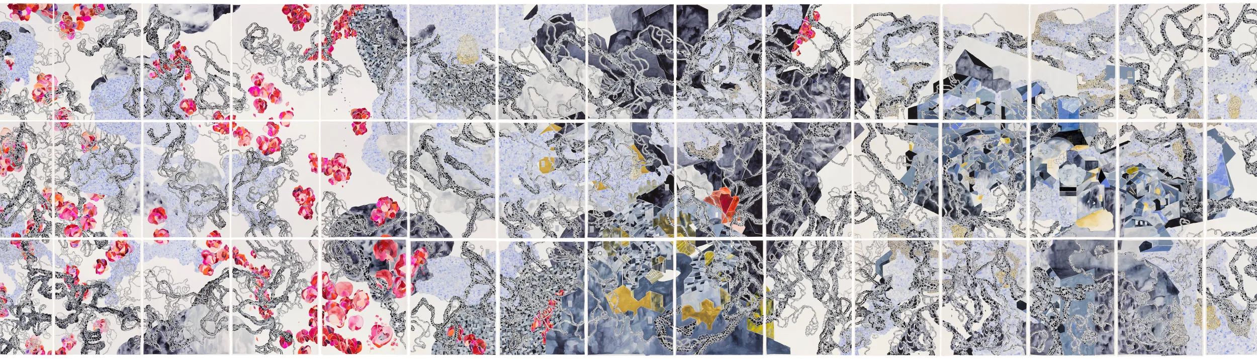 Large Mural created by smaller individual abstract drawings