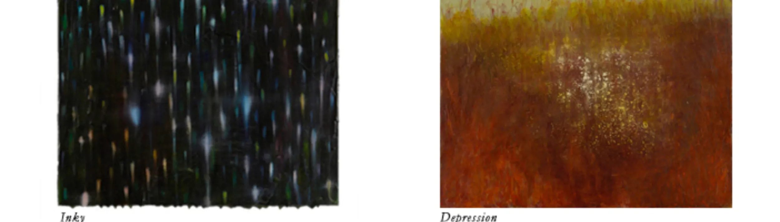 Inky and Depression paintings side by side