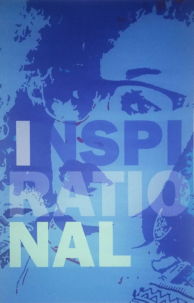 Blue silhouette of a Black woman with the word "INSPIRATIONAL" across the picture.
