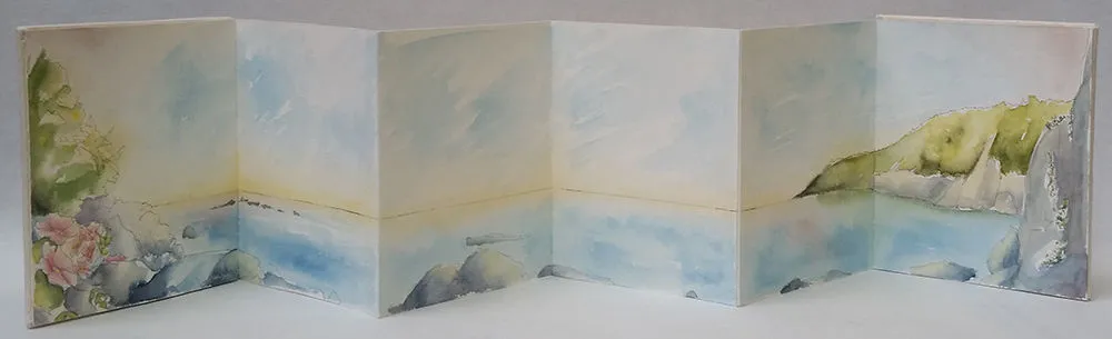 Shore, 2017 artist book, watercolor, 6 x 24" open