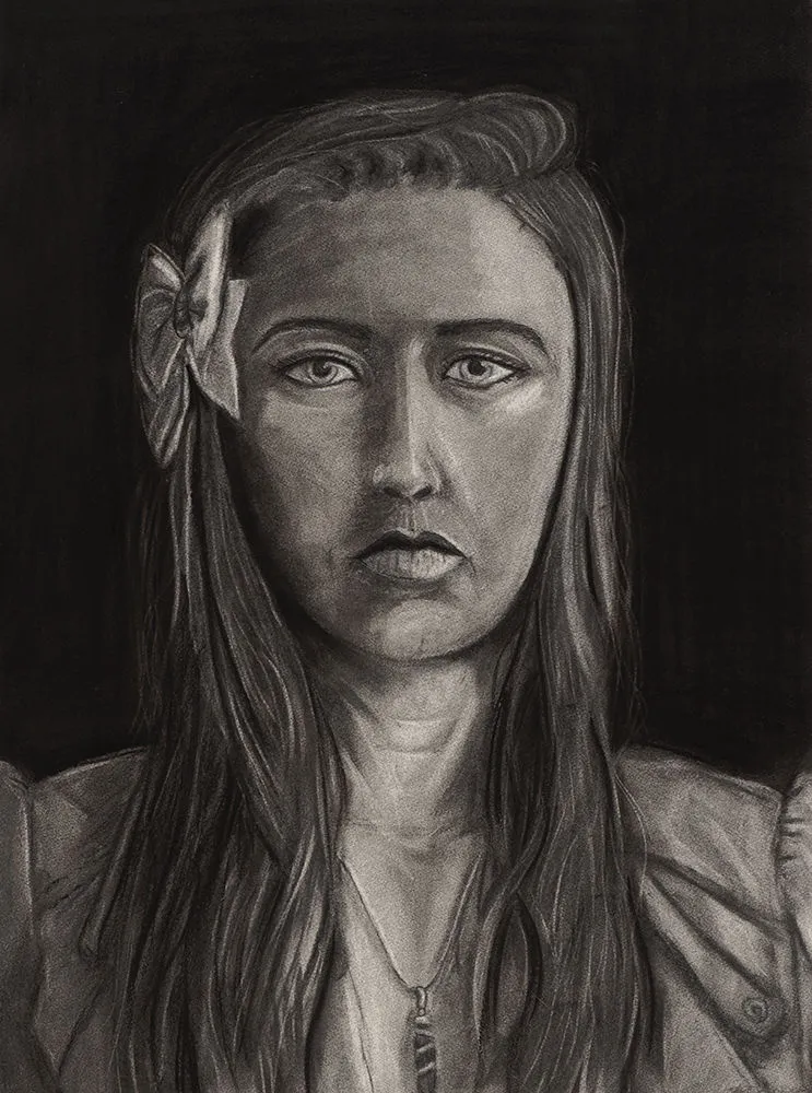 Study 2: Self Portrait, 2017 charcoal, 30 x 22.5"