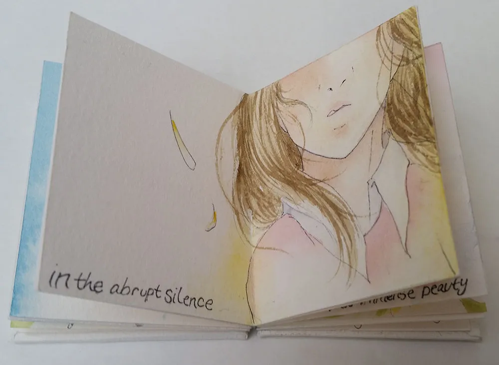 The Place I Want to Be, 2017 artist book, watercolor, 3 x 5" open
